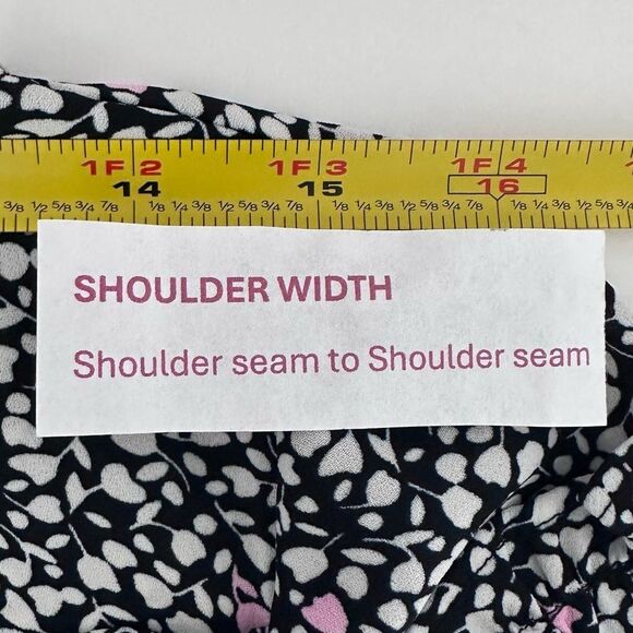 TALBOTS Women Smocked Blouse 3/4 Sleeve Black White Pink Flower Print Size M - Picture 9 of 11